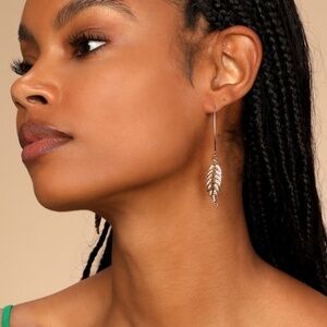 Lulus Natural Glam Gold Pearl Leaf Threader Earrings